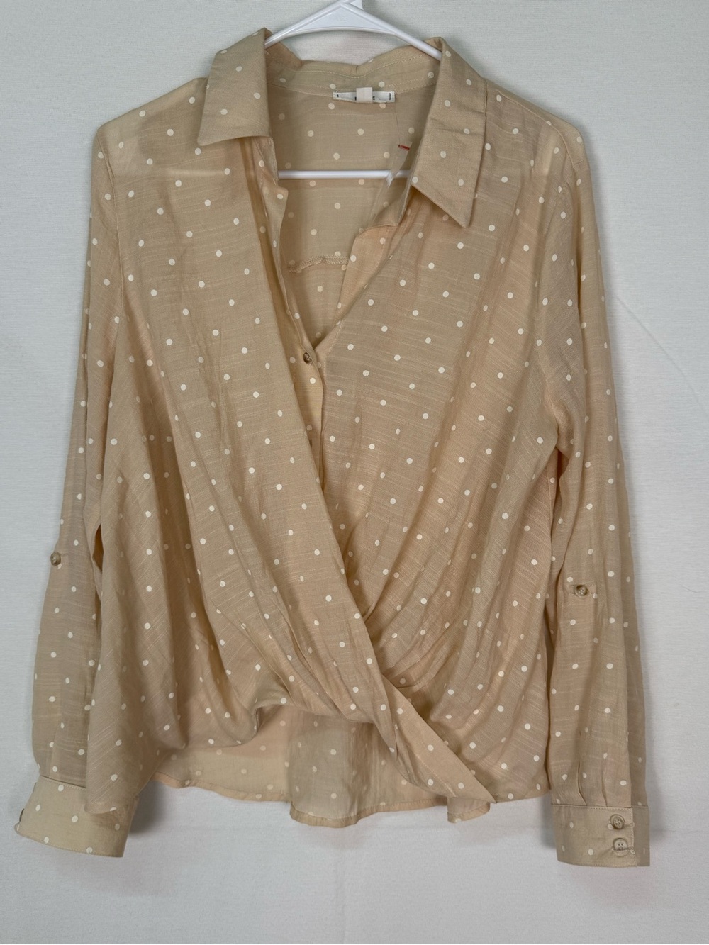 mine Cream Polka Dot Wrap Blouse